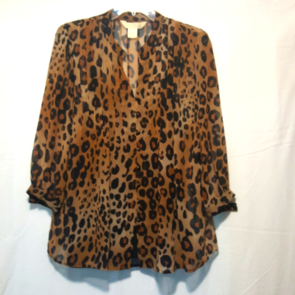 Cheetah Print Chiffon Blouse